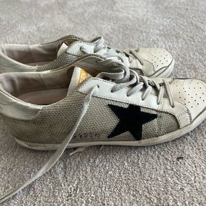 Golden Goose super star white and silver mesh sneakers